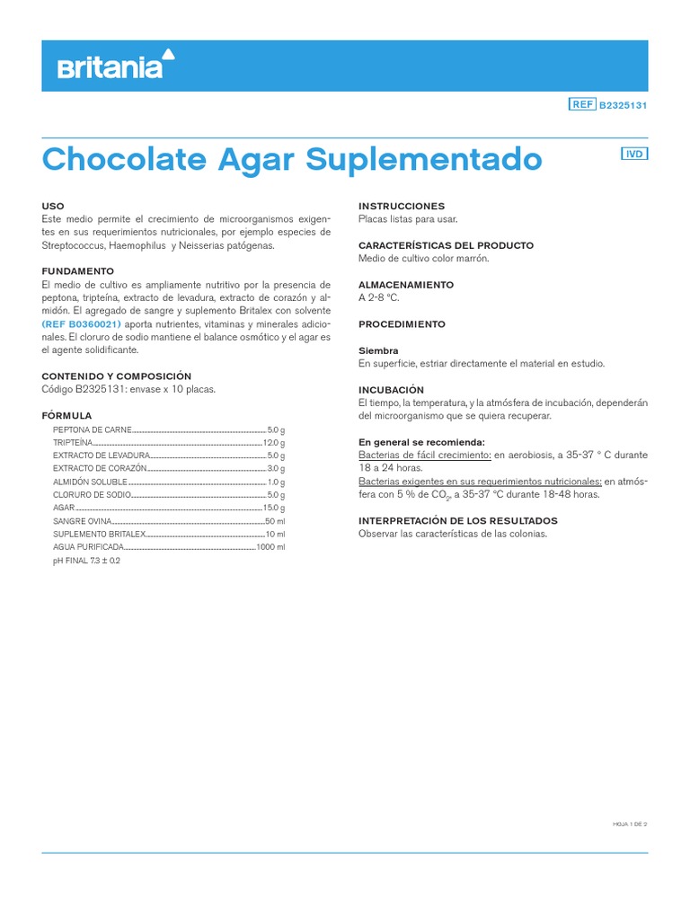 Agar Chocolate PDF PDF Microbiología Patologia clinica