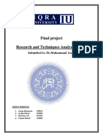 Final Project Research and Techniques Analysis (RTA) : Submitted To: DR - Muhammad Azam