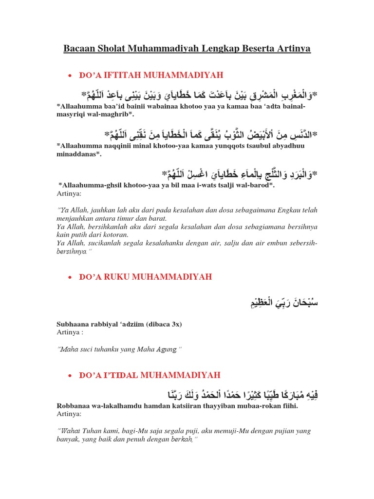 Sholat Muhammadiyah PDF laman bacaan sholat lengkap