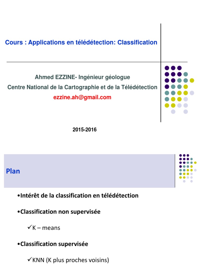Classification en Télédétection: Approches | PDF | Domaines de l ...