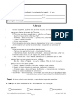 Ficha de Avaliação Formativa de Português - 3ºano - 3ºP - 2015 - 2016