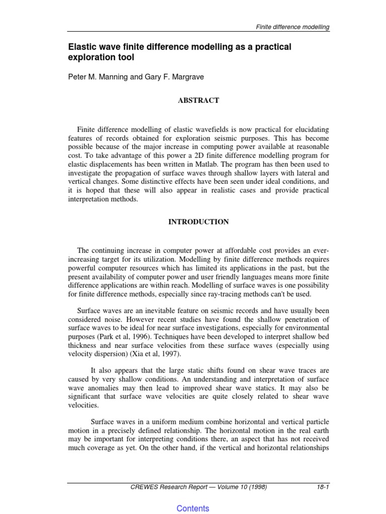 Elastic Wave Finite Difference Modelling | PDF | Waves | Linear Elasticity