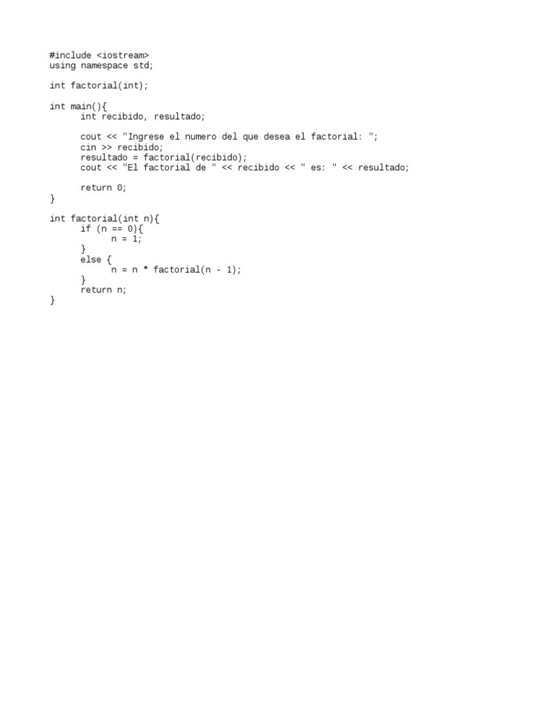 Factorial en C++ | PDF
