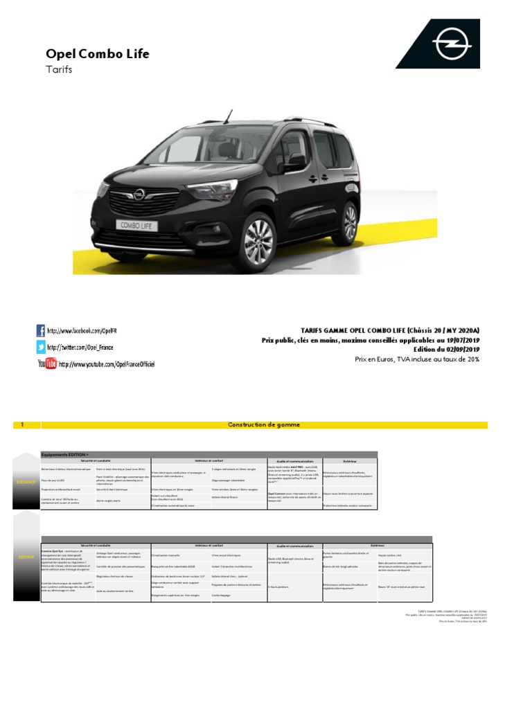 Opel Combo-e Life : meilleur prix, fiche technique et actualité