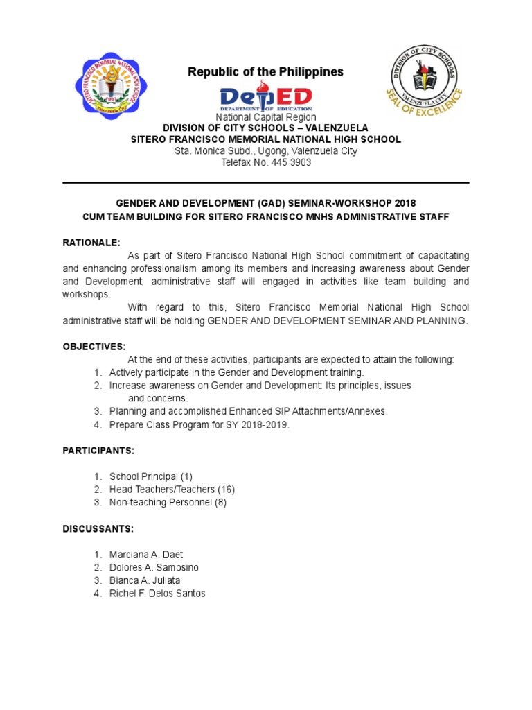GAD Seminar for Sitero Francisco Staff | PDF | Government | Economies