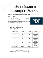 Báo Cáo Thí Nghiệm Bài 2:Nhiệt Phản Ứng