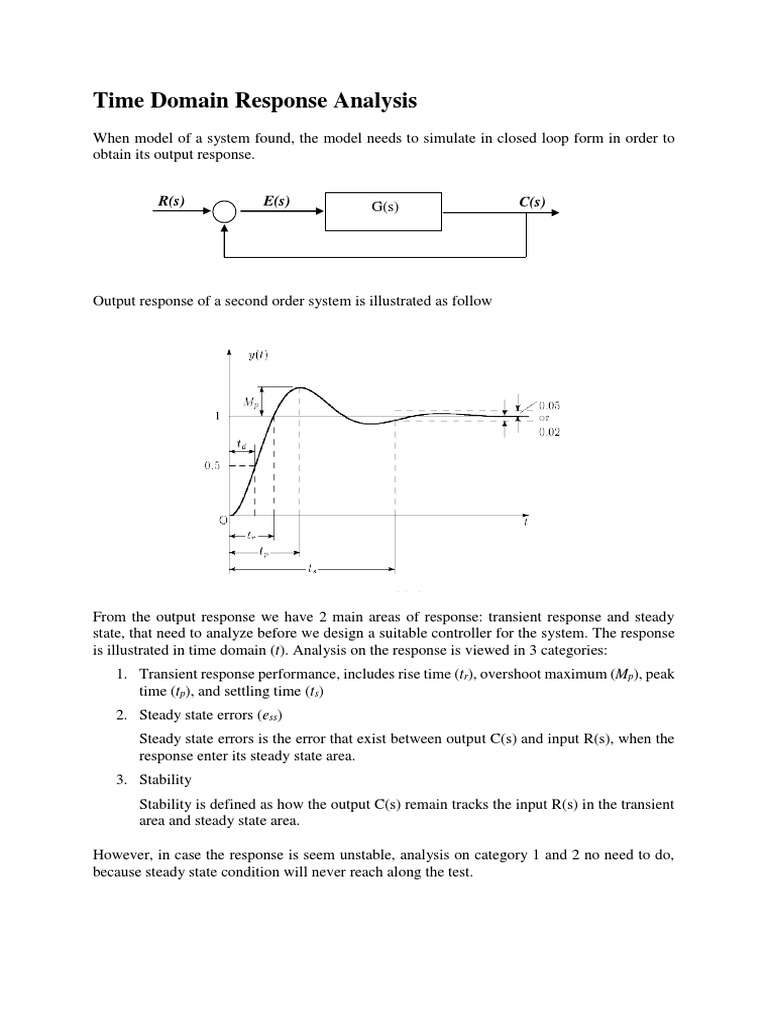 Time Domain Response Analysis Guide | PDF | Control Theory | Stability ...