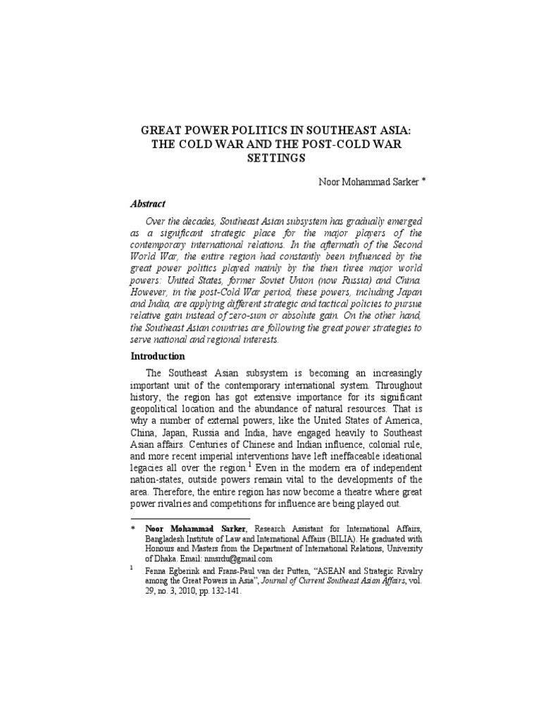 Great Power Politics in Southeast Asia | PDF | Vietnam War | Southeast Asia