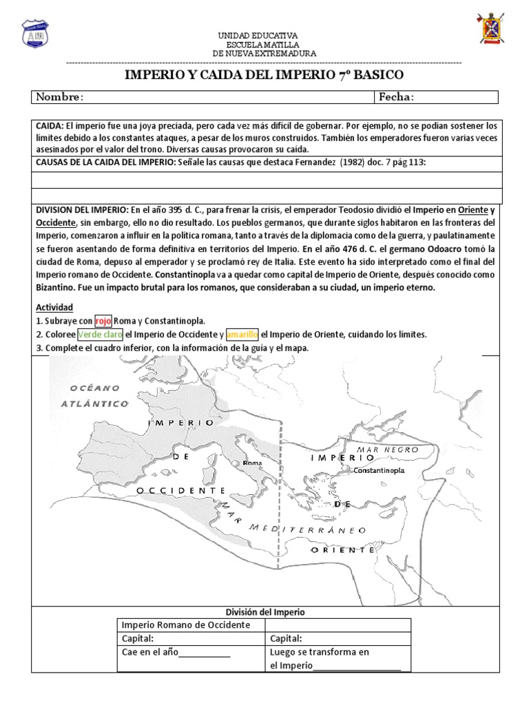 Hojas De Trabajo Sobre La Caída De Roma Roma Y La Caida Del Imperio