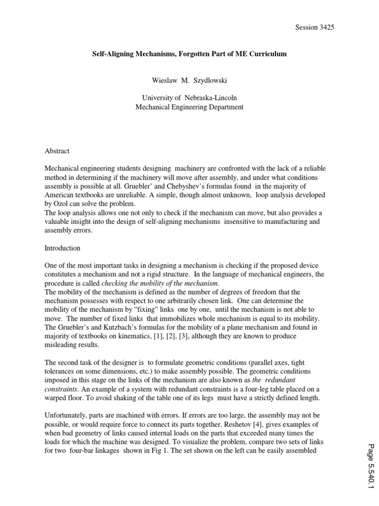 Self-Aligning Mechanisms in Design | PDF | Kinematics | Machines