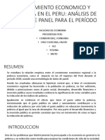 Crecimiento Economico Y Pobreza en El Peru: Análisis de Datos de Panel para El Período