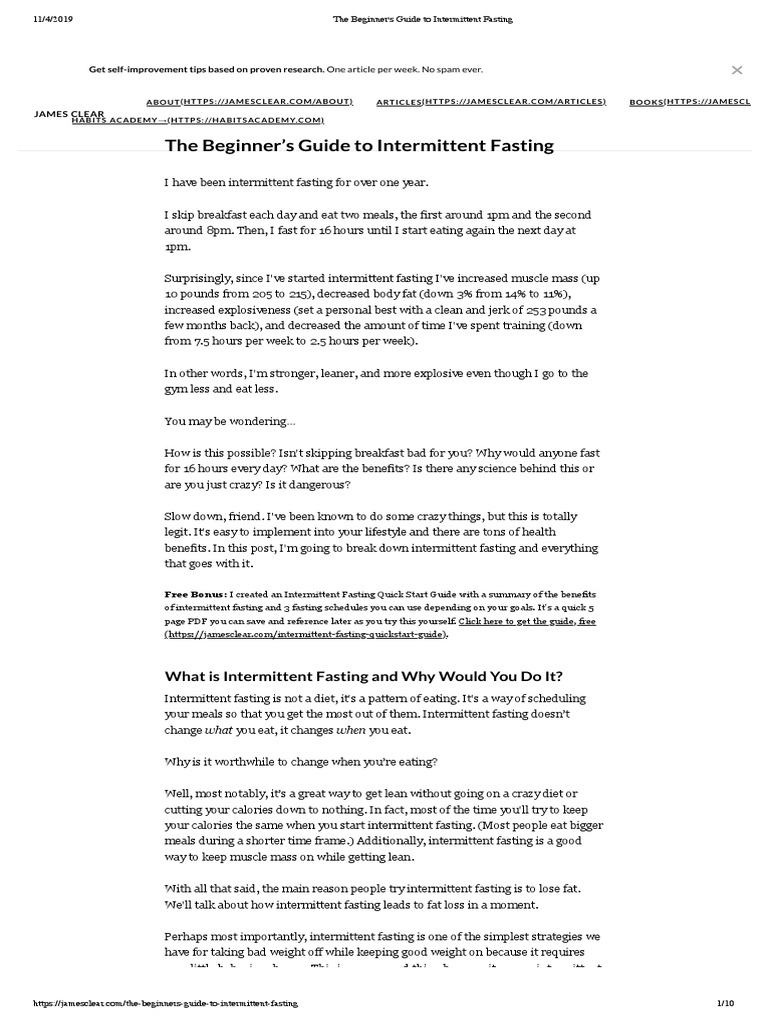 The Beginner's Guide To Intermittent Fasting | PDF | Fasting ...