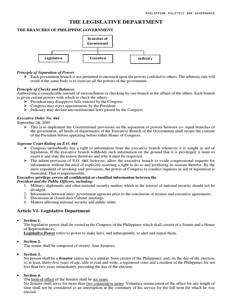 Philippine Legislative Department Overview | PDF | United States ...