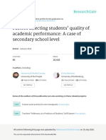 Factors Affecting Students' Quality of Academic Performance: A Case of Secondary School Level