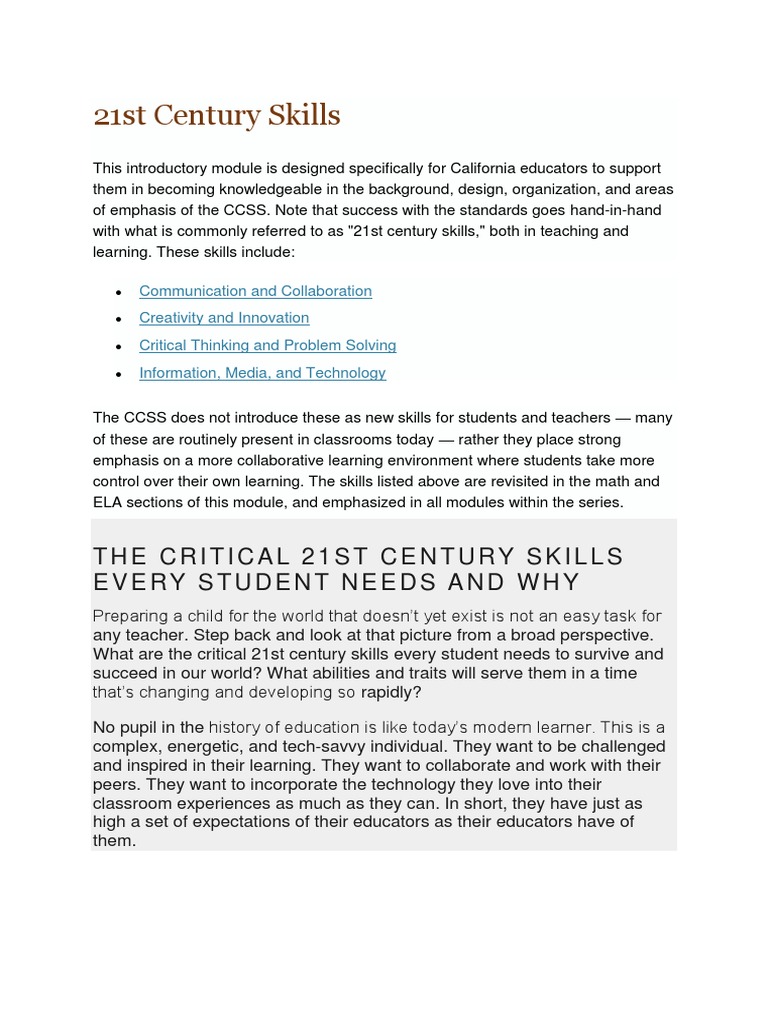 21st Century Skills | PDF | Learning | Creativity