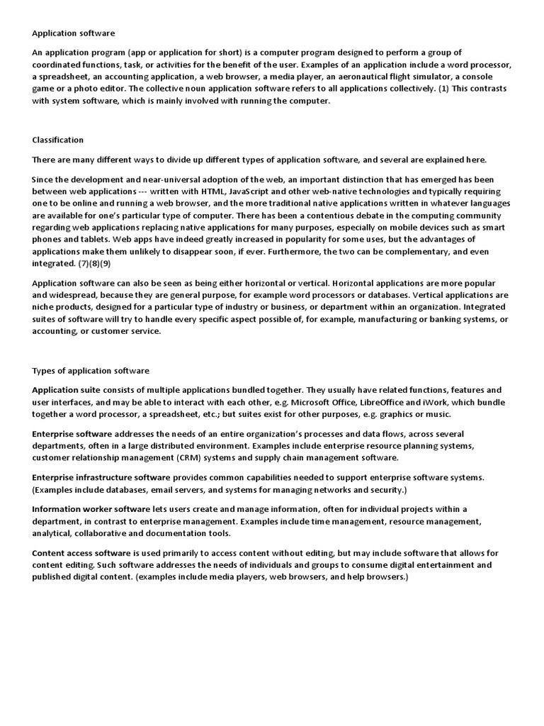 Application Softwareinformation Sheet | PDF | Application Software ...