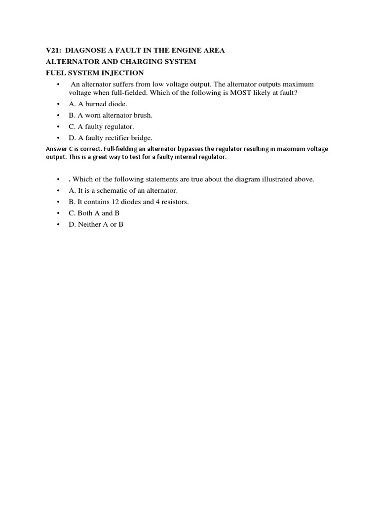 City & Guilds Light Vehicle Maintenance Sample Exam Questions