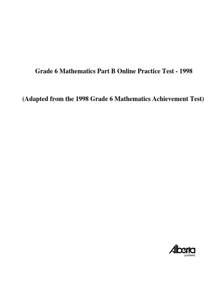 Grade 6 Mathematics Part B Online Practice Test - 1998 | PDF | Multiple ...