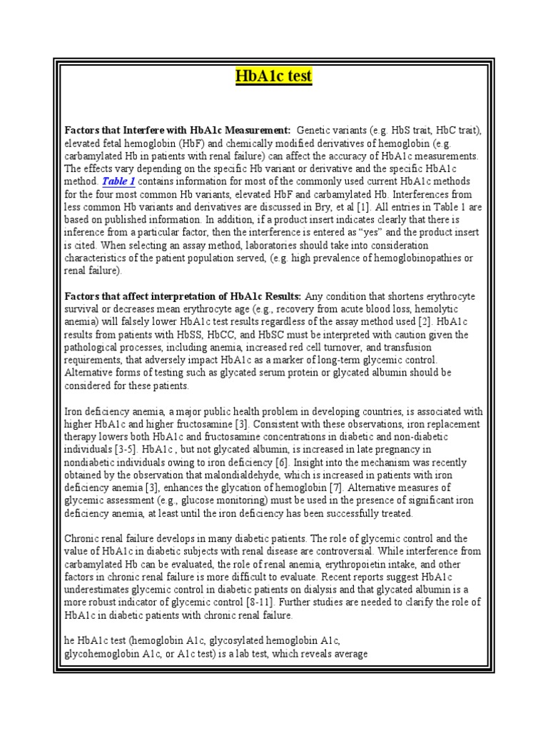 Hba1c Test | PDF | Glycated Hemoglobin | Diabetes Management
