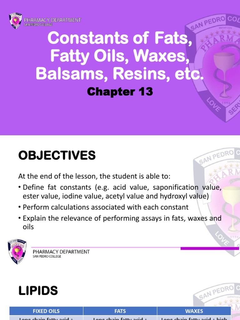 Fats and Fixed Oils Wax Fat