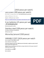 Price: FIXED COST (2933 Pesos Per Watch) Led Screen (300 Pesos Per Watch)