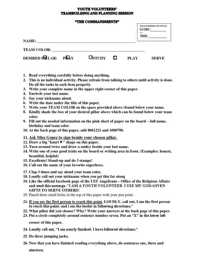 Team Building Activity Instructions | PDF