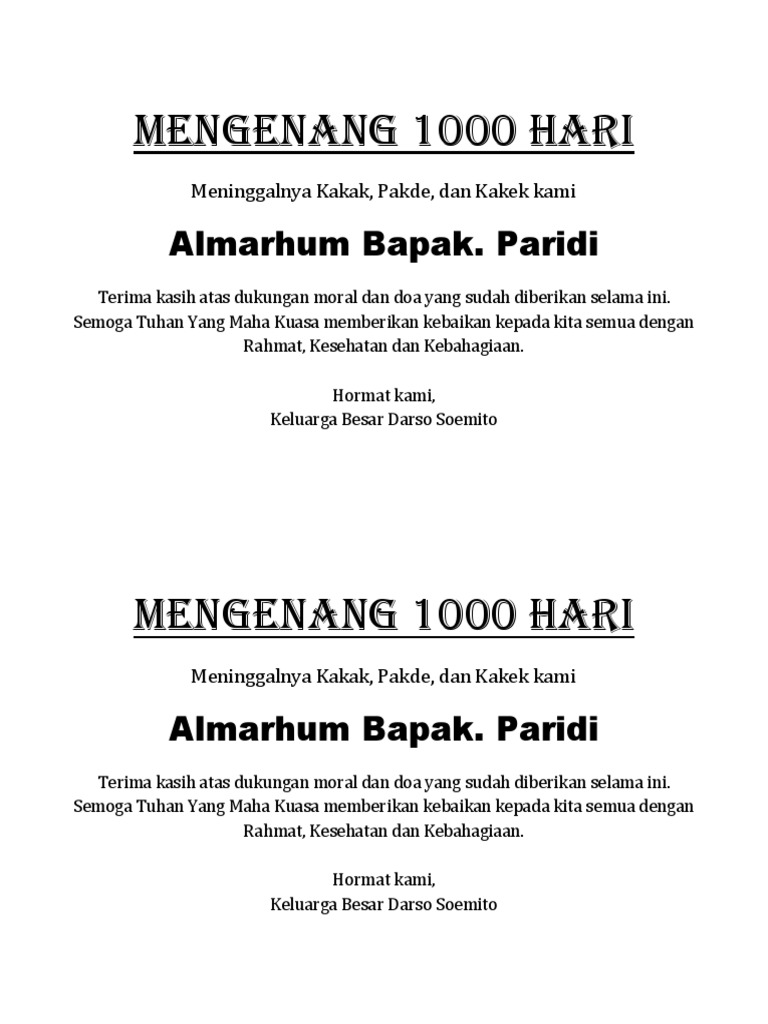 Mengenang 1000 Hari
