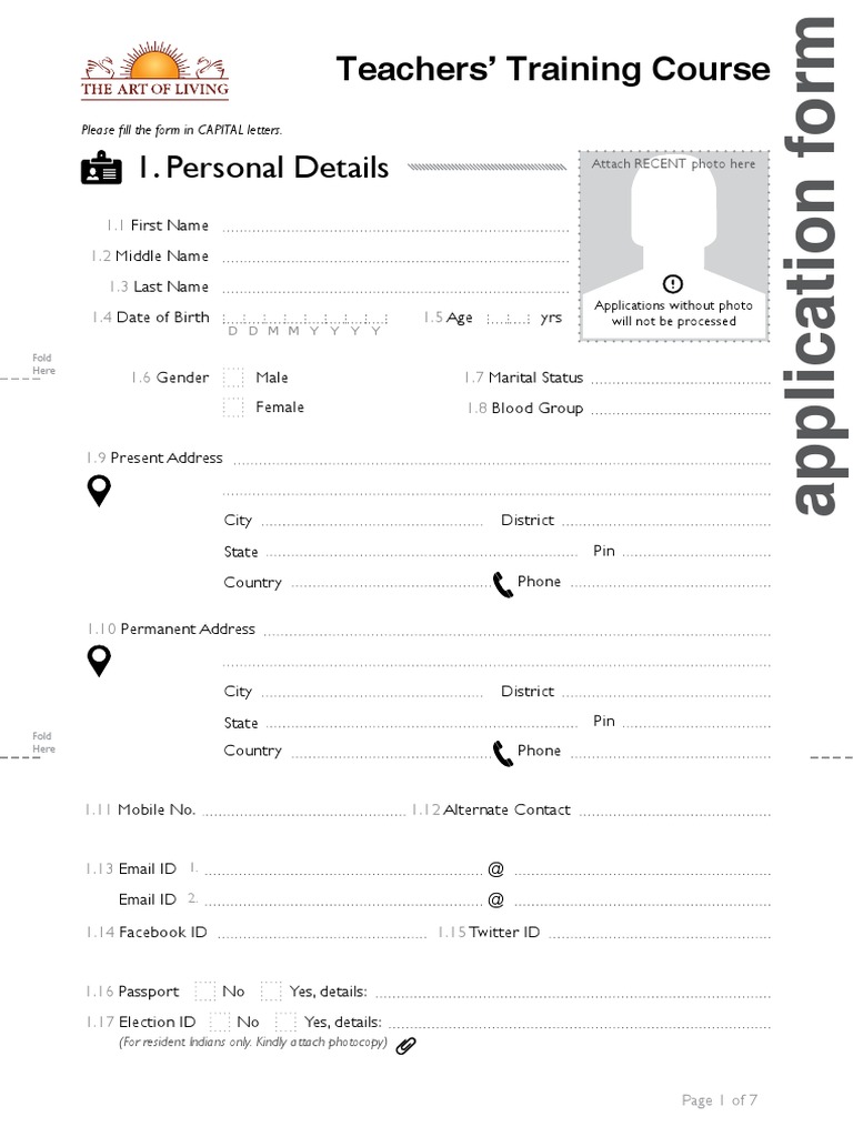 TTC Application PDF | PDF | Identity Document | Yoga