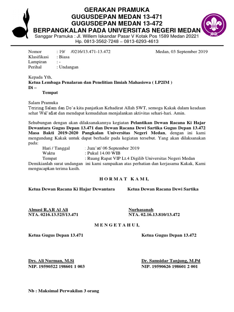 Surat Undangan Pelantikan Dewan Racana Pdf