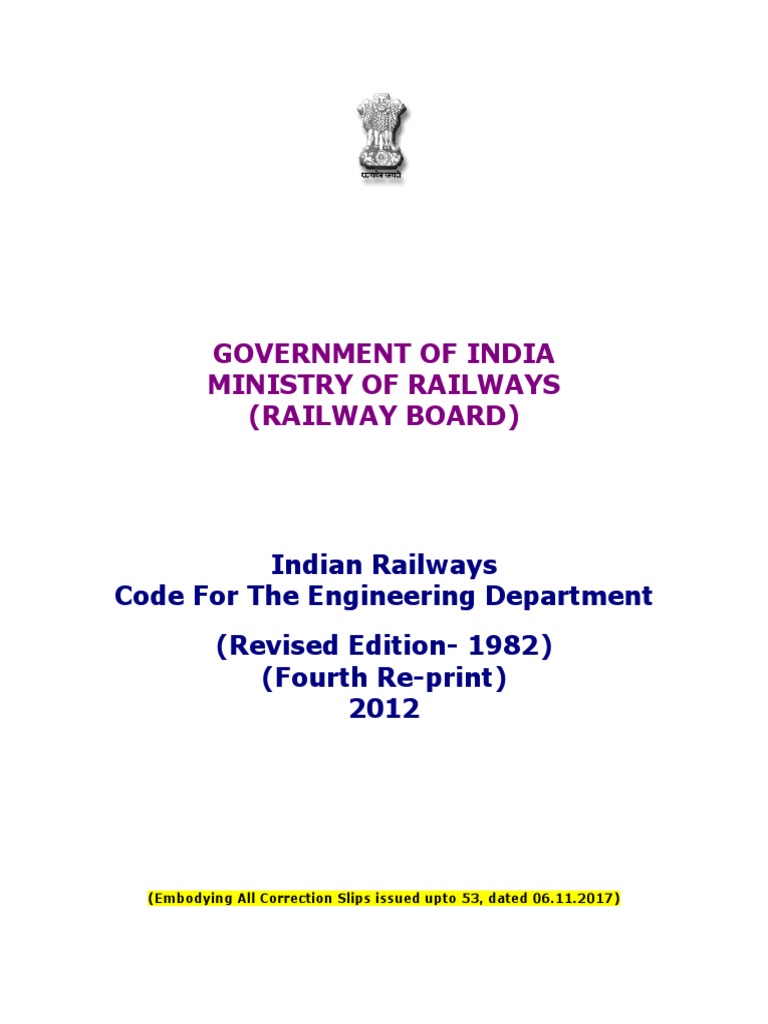 Indian Railways Engineering Code 2012 | PDF | Payments | Employment