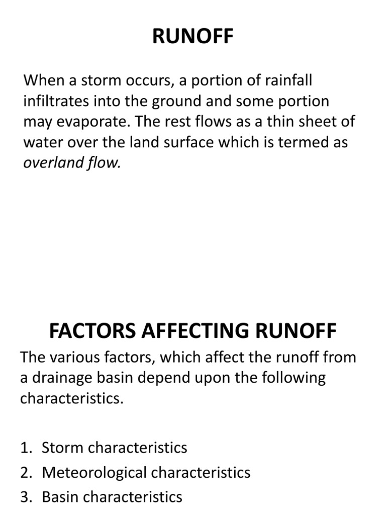 Factors Influencing Surface Runoff | PDF | Surface Runoff | Drainage Basin