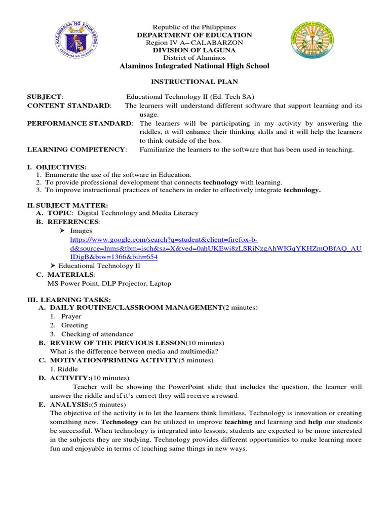 Computer Programming Lesson Plan | PDF | Educational Technology | Teachers