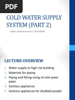 Cold Water Supply System (Part 2) : Subject: Building Services 1 (BLD 60403)