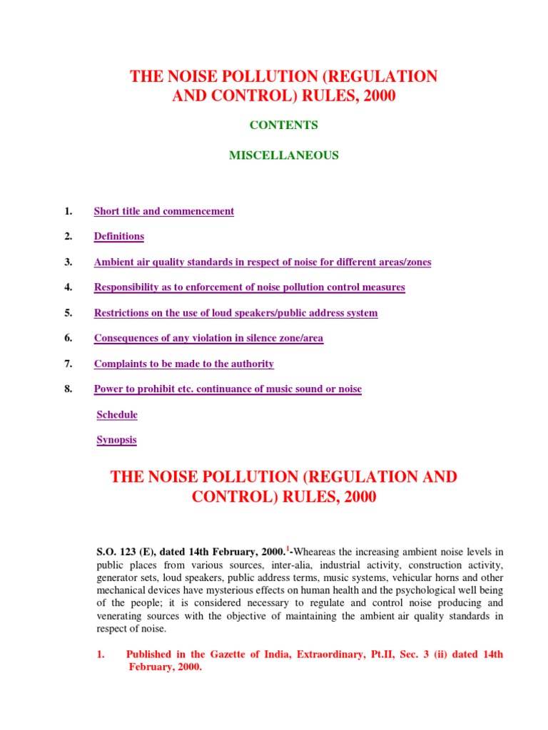 Noise Pollution Control Rules 2000 | PDF | Jet Engine | Hearing Loss