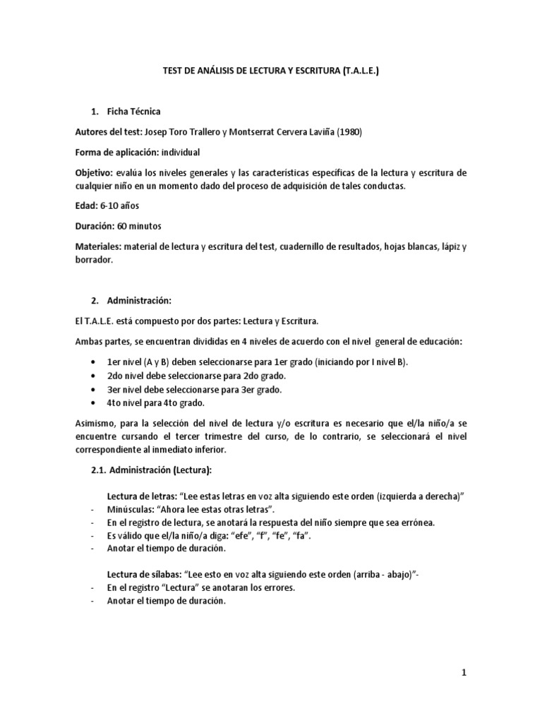 Manual T.A.L.E. PDF Escritura | Comunicación