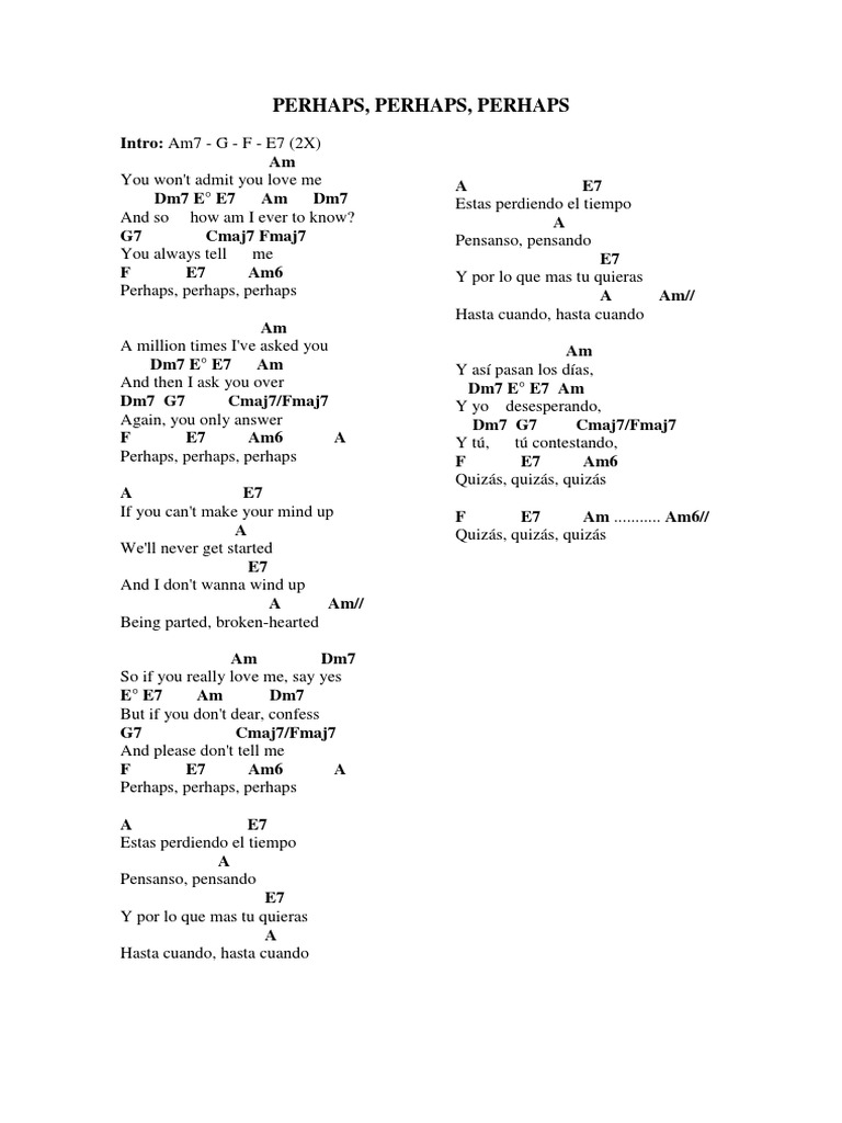 Perhaps, Perhaps, Perhaps PDF Spanish Language Music