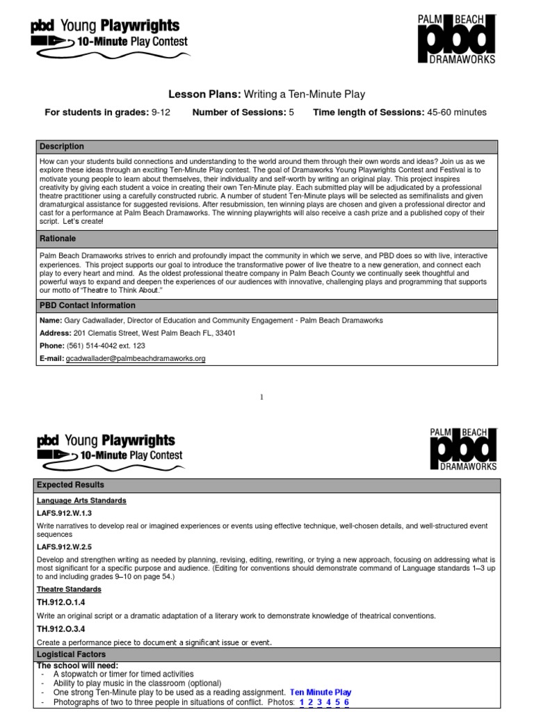 Write a Ten-Minute Play: Lesson Plan | PDF | Comedy | Plot (Narrative)