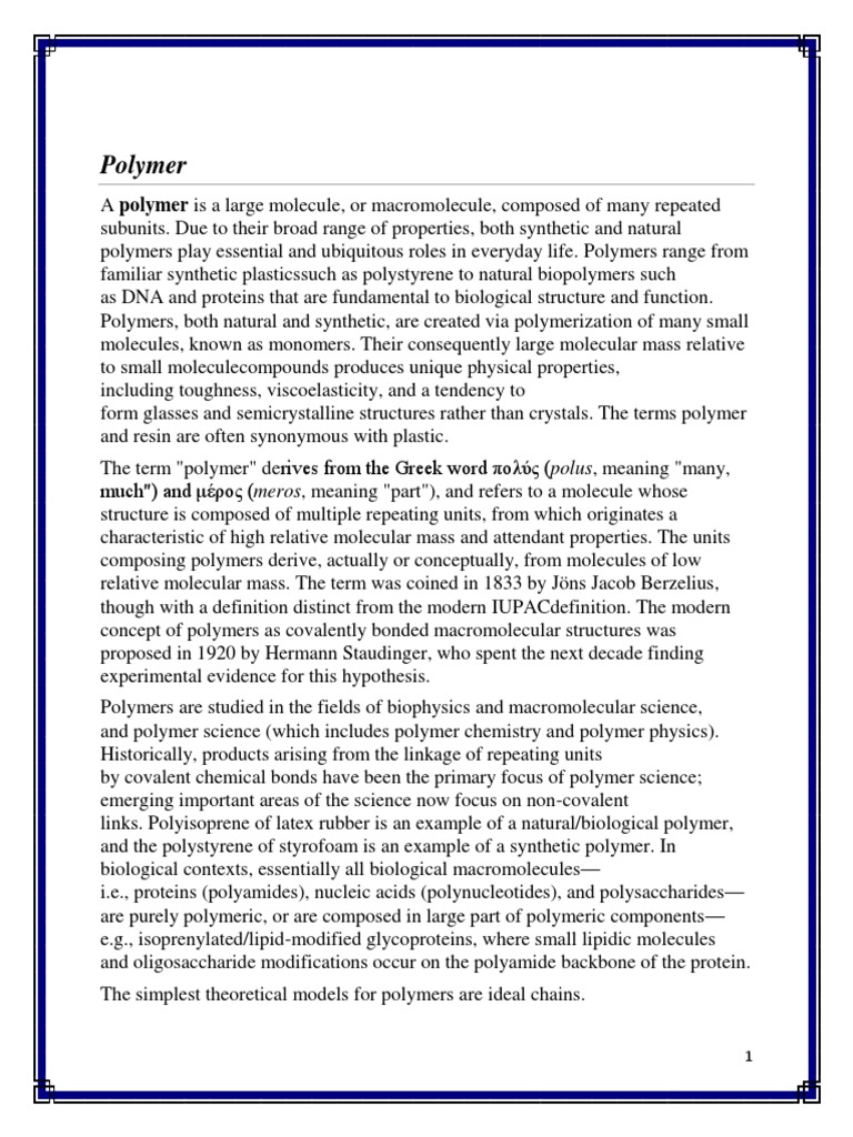 Chemistry | PDF | Polymerization | Polymer Chemistry