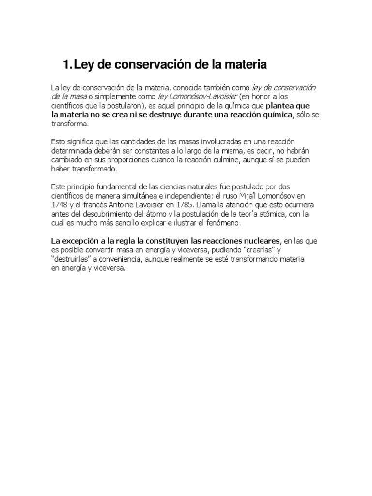 Ley de Conservación de La Materia PDF