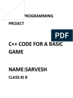 Programming Project: C++ Code For A Basic Game Name:Sarvesh