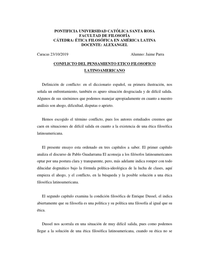 Conflicto Del Pensamiento Etico Filosofico Latinoamericano | PDF ...