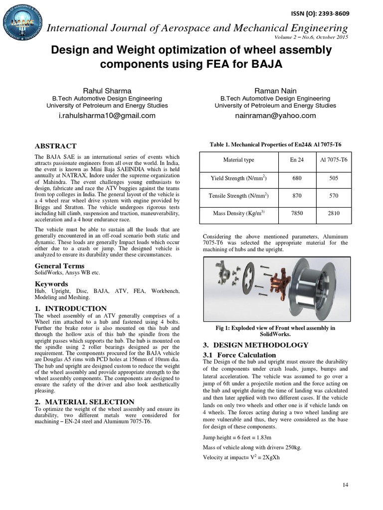 Wheel Assembly Optimization for BAJA ATV | PDF | Axle | Stress (Mechanics)