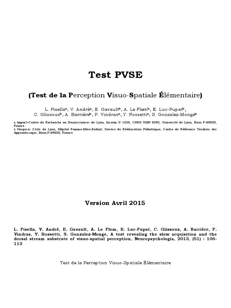Test de Perception Visuo-Spatiale | PDF | La nature
