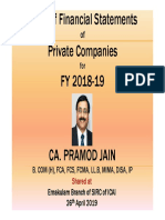 Audit of Financial Statements Private Companies FY 2018-19 Audit of Financial Statements Private Companies FY 2018-19