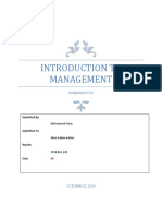 Introduction To Management: Assignment # 02