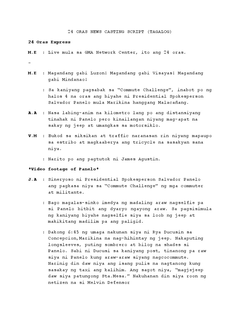 TV Broadcasting Script PDF | PDF