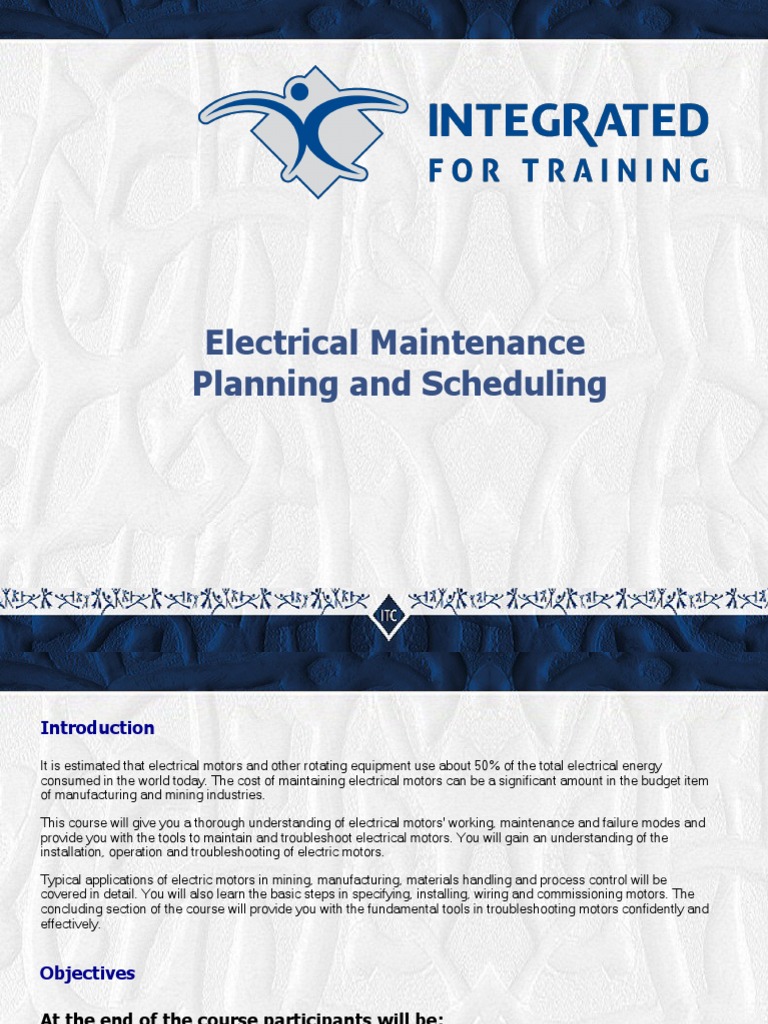 Electrical Maintenance Planning Course | PDF | Electric Motor ...
