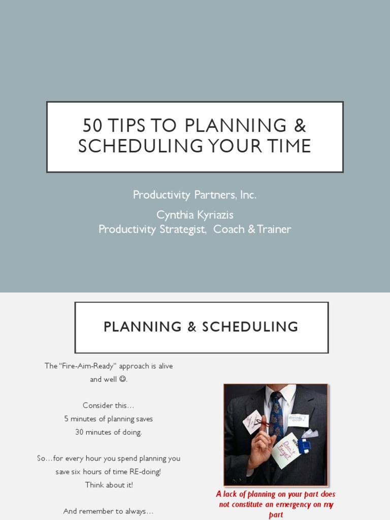 50 Tips To Planning & Scheduling Your Time | PDF | Time | Cognitive Science