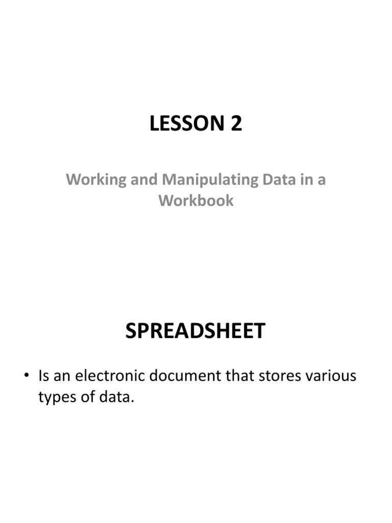 Lesson 2: Working and Manipulating Data in A Workbook | PDF | Career ...