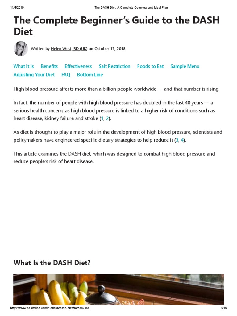DASH Diet Overview and Meal Plan Guide | PDF | Dash Diet | Hypertension